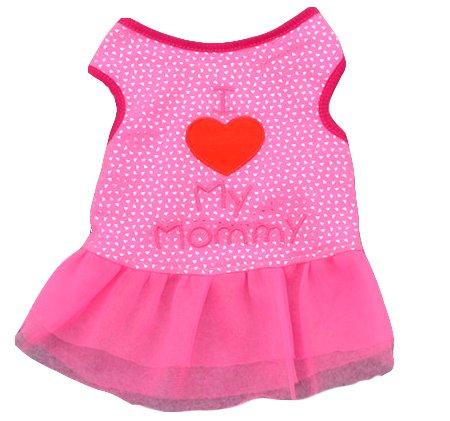 [Australia] - Ollypet Summer Dress for Dogs I Love Mommy Clothes Pink Shirt Cute L 