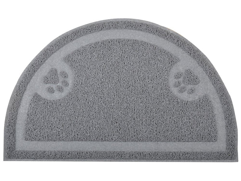 DM Cat Paw Print Litter Box Mat,Door Mat, Kitty Litter Rug,Half Circle,23.5x14.25 Inches Gray - PawsPlanet Australia