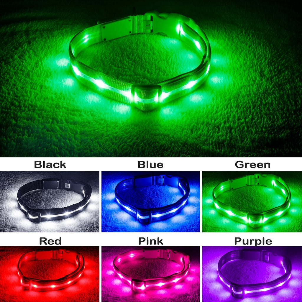 [Australia] - Blazin' Safety LED Dog Collar – USB Rechargeable with Water Resistant Flashing Light Medium Green 