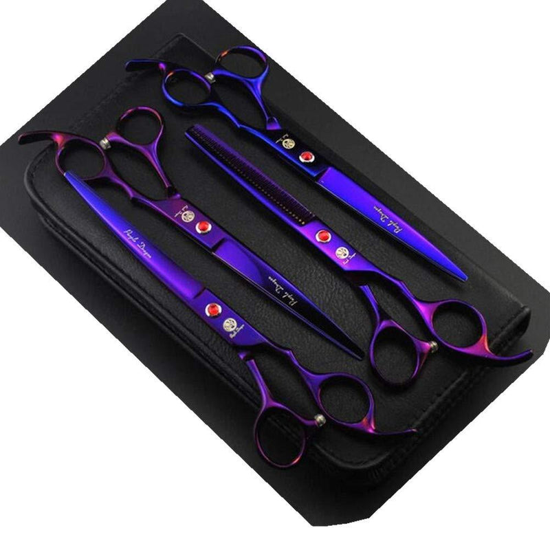 [Australia] - Purple Dragon 7.0 inch Dog Grooming Hair Cutting& Thinning Shear Pet Grooming Stainless Steel Scissors with Comb for Pet Groomer Purple 
