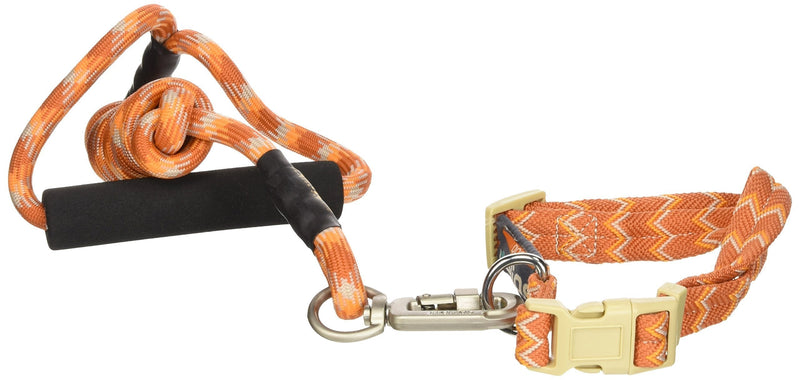 [Australia] - DOGHELIOS 'Dura-Tough' Easy Tension 3M Reflective Adjustable Multi-swivel Pet Dog Leash and Collar, Medium, Orange 