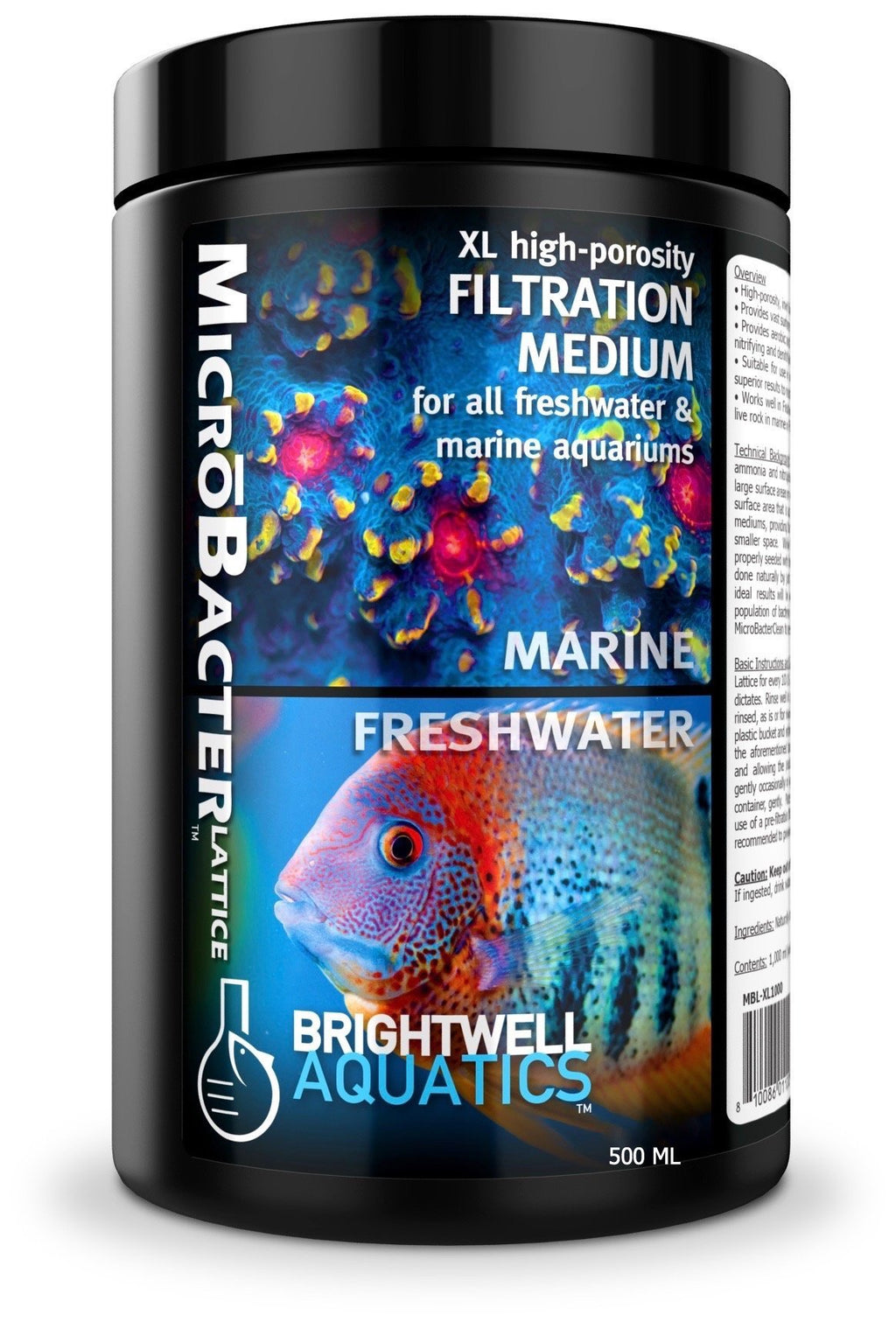 [Australia] - Brightwell Aquatics MicroBacter Lattice XL – Porous Biological Filtration Medium for use in Freshwater, Planted, Brackish Aquariums 500-ml 