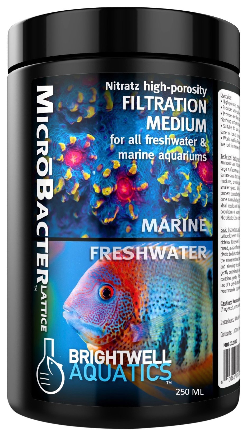 [Australia] - Brightwell Aquatics MicroBacter Lattice Nitratz – Porous Biological Filtration Medium for use in Freshwater, Planted, Brackish Aquariums 500-ml 