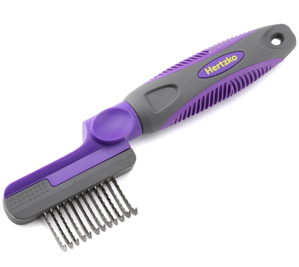 Rounded Blade Dematting Comb By Hertzko - Round Long Blades with Safety Edges - Great for Cutting and Removing Dead, Matted or Knotted Hair - PawsPlanet Australia