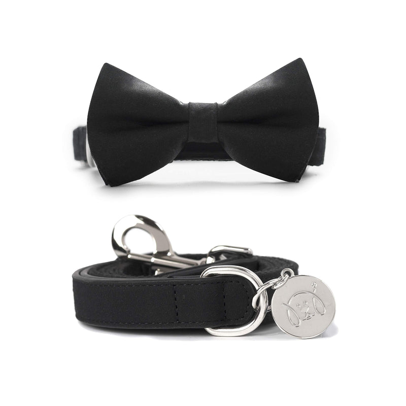 [Australia] - United Pups Elegant Pups Classy Black Collar Bow Tie and Leash Small 