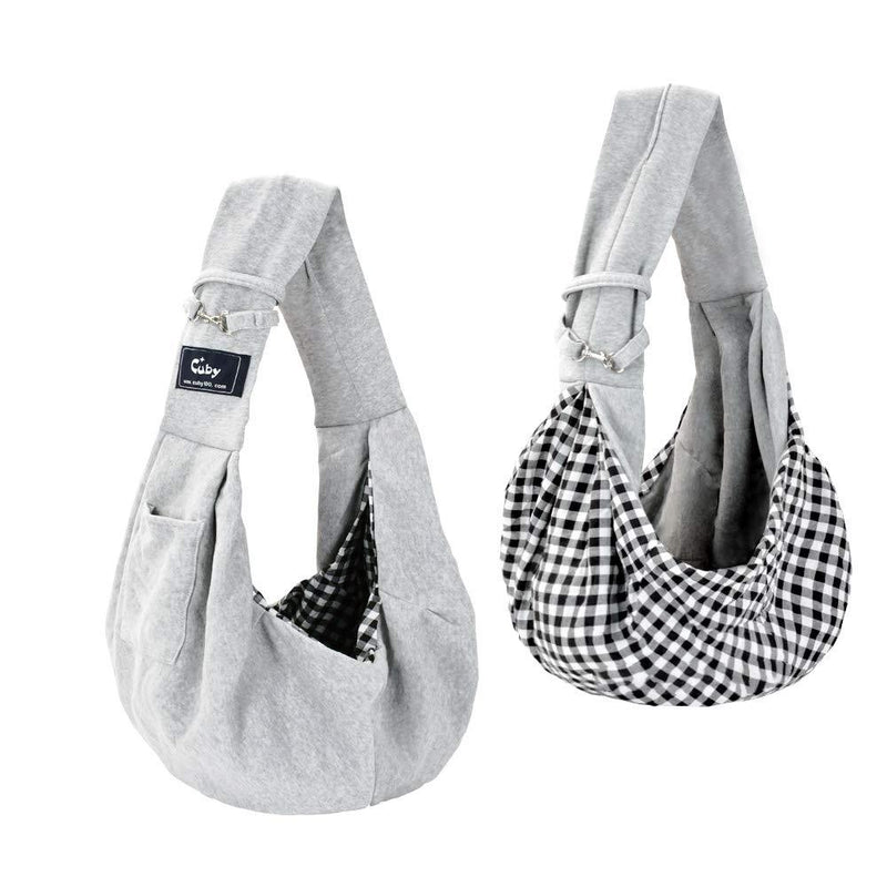[Australia] - Cuby Dog and Cat Sling Carrier – Hands Free Reversible Pet Papoose Bag - Adjustable - Soft Pouch and Tote Design – Suitable for Puppy, Small Dogs, and Cats for Outdoor Travel Classic Grey 