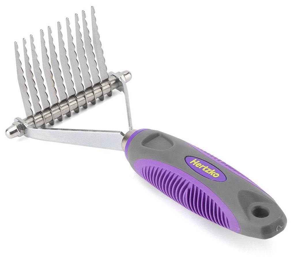 Undercoat Dematting Comb / Rake by Hertzko – Long Blades with Safety Edges - Great for Cutting and Removing Matted, Tangled, or Knotted Hair Undercoat - PawsPlanet Australia