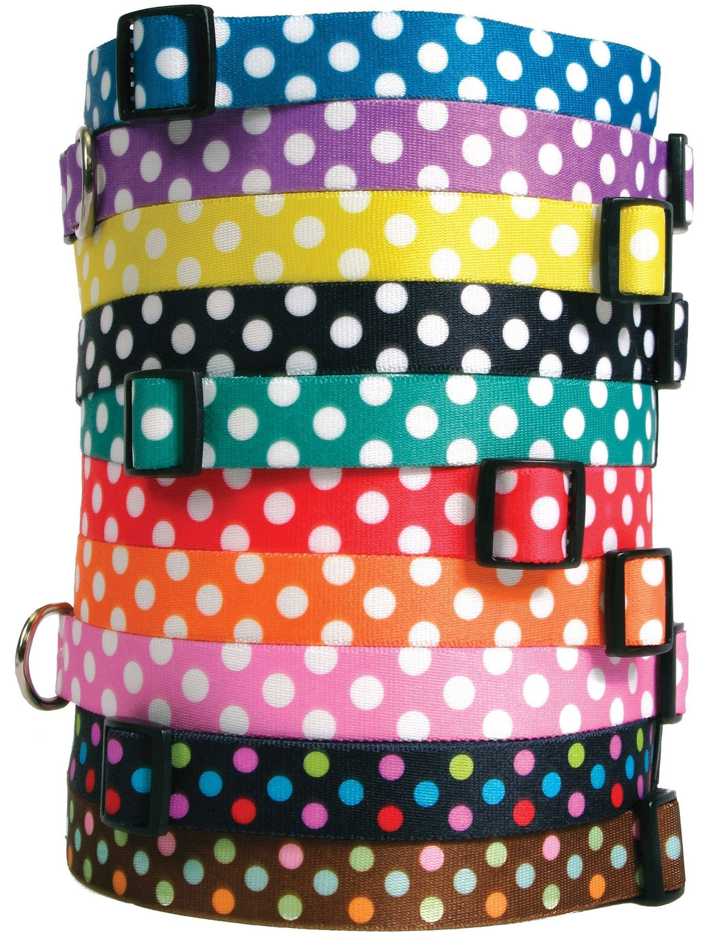 [Australia] - Polka Dot Dog Collar - with Tag-A-Long ID Tag System Lemon Large 