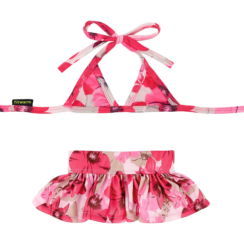 Fitwarm Stylish Pink Floral Pet Dog Bikini Swimming Dress Bathing Suit Summer Clothes, Pink X-small (Waist10" Chest12") - PawsPlanet Australia