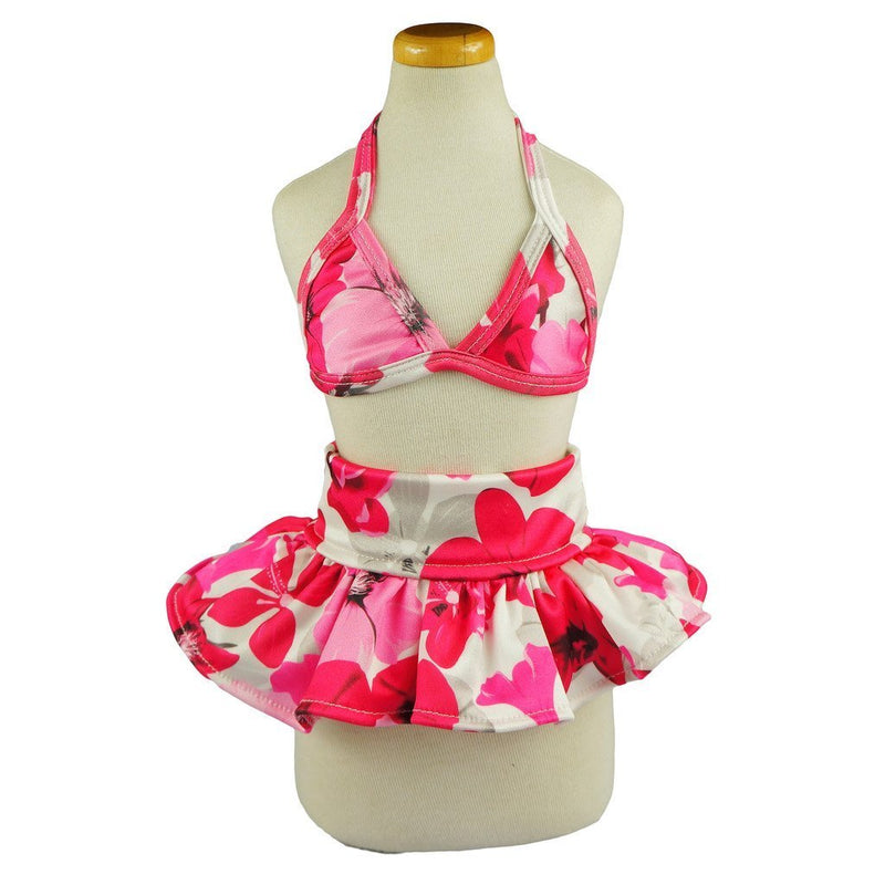 [Australia] - Fitwarm Stylish Pink Floral Pet Dog Bikini Swimming Dress Bathing Suit Summer Clothes, Pink Small (Waist12" Chest14") 