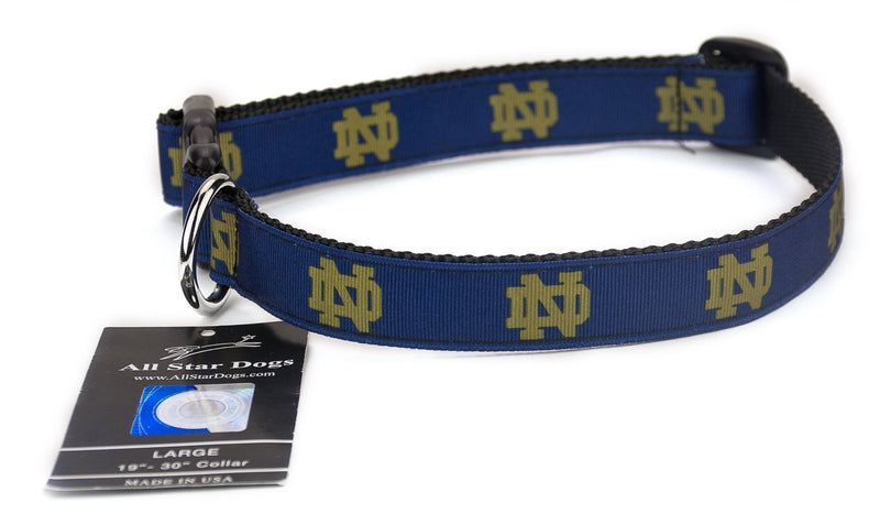 [Australia] - All Star Dogs Notre Dame Ribbon Dog Collar Small, 1 Inch Wide 