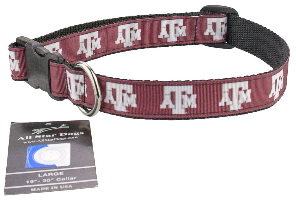 [Australia] - All Star Dogs Texas A&M Aggies Ribbon Dog Collar Med 1in w - Fits 12in-20in 
