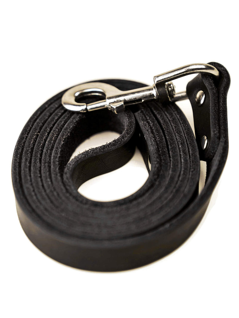 [Australia] - Mighty Paw Leather Dog Leash | 5 ft Leash Super Soft Distressed Real Genuine Leather- Premium Quality, Modern Stylish Lead. Perfect for Small, Medium and Large Pets Standard 30-100 lbs Black 