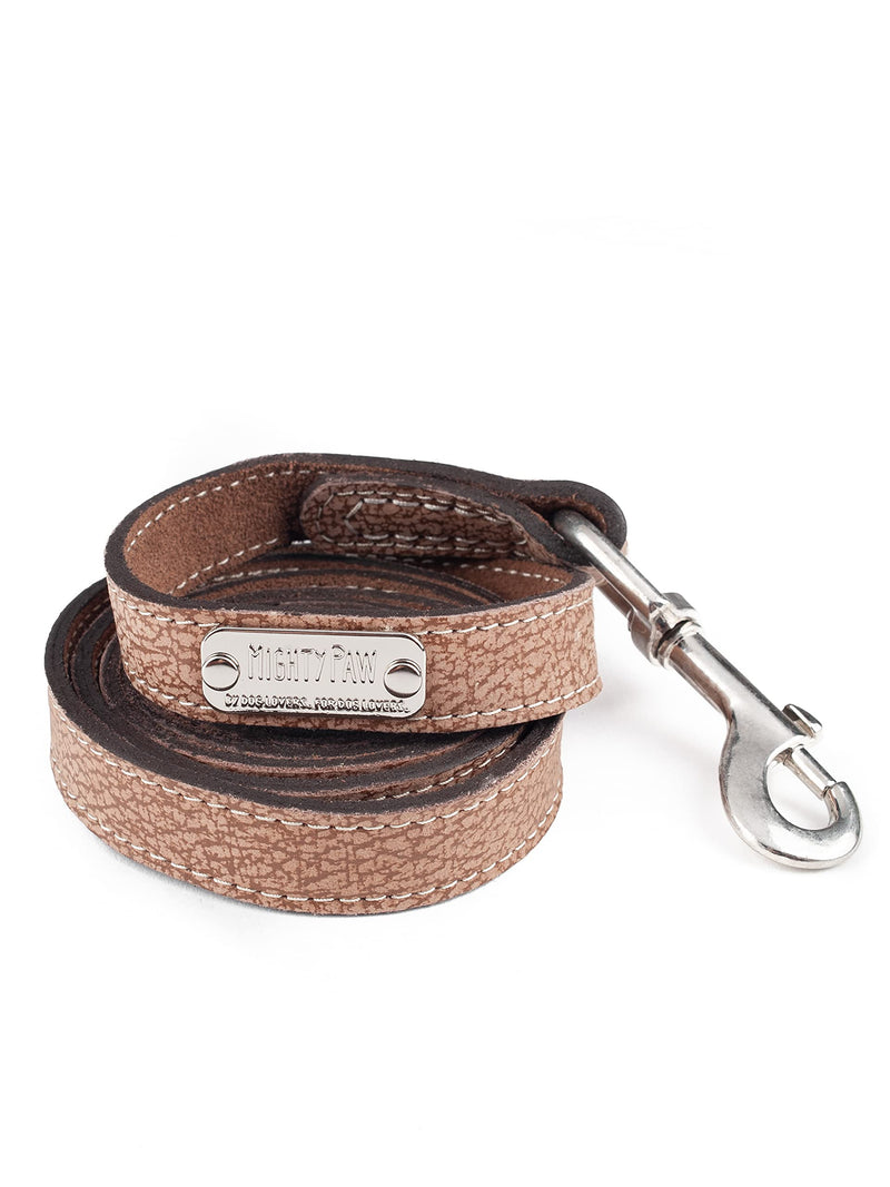 Mighty Paw Leather Dog Leash | 5 ft Leash Super Soft Distressed Real Genuine Leather- Premium Quality, Modern Stylish Lead. Perfect for Small, Medium and Large Pets Lite 1 - 30 lbs Light Brown - PawsPlanet Australia