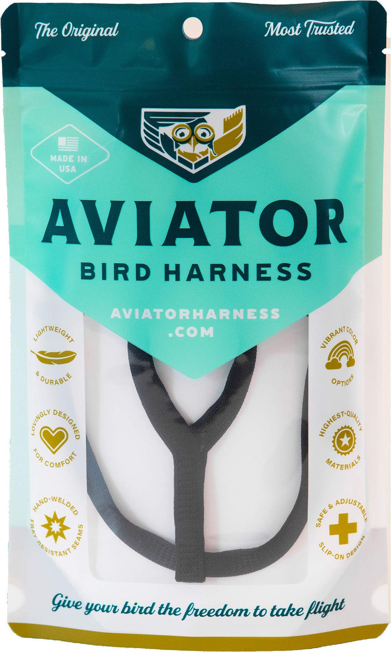 The AVIATOR Pet Bird Harness and Leash XXXS Black - PawsPlanet Australia