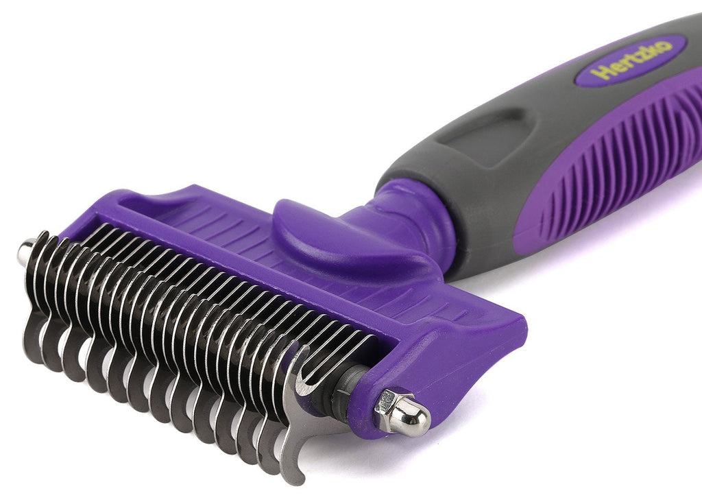 Dematting Comb with Double Sided Professional Rake By Hertzko - Suitable for Dogs and Cats - Removes Loose Undercoat, Tangles, Mats and Knots - Great Grooming Tool for Brushing and Deshedding - PawsPlanet Australia