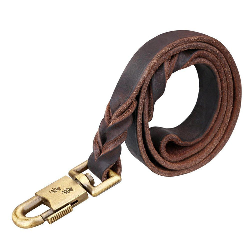 [Australia] - COCOPET - Best for Medium and Large Dogs - Heavy Duty Soft Oily Genuine Leather Dog Training Leash 3ft Long Braid 