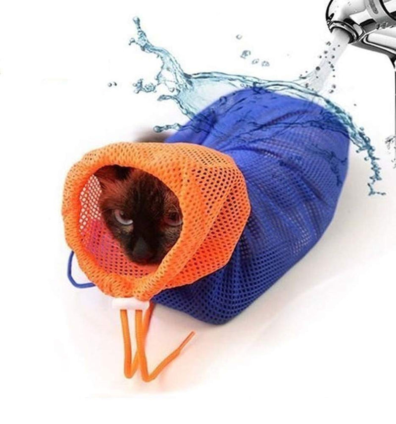 Cat Grooming Bag Puppy Dog Cleaning Polyester Soft Mesh Scratch & Biting Resisted for Bathing Injecting Examining Nail Trimming - PawsPlanet Australia