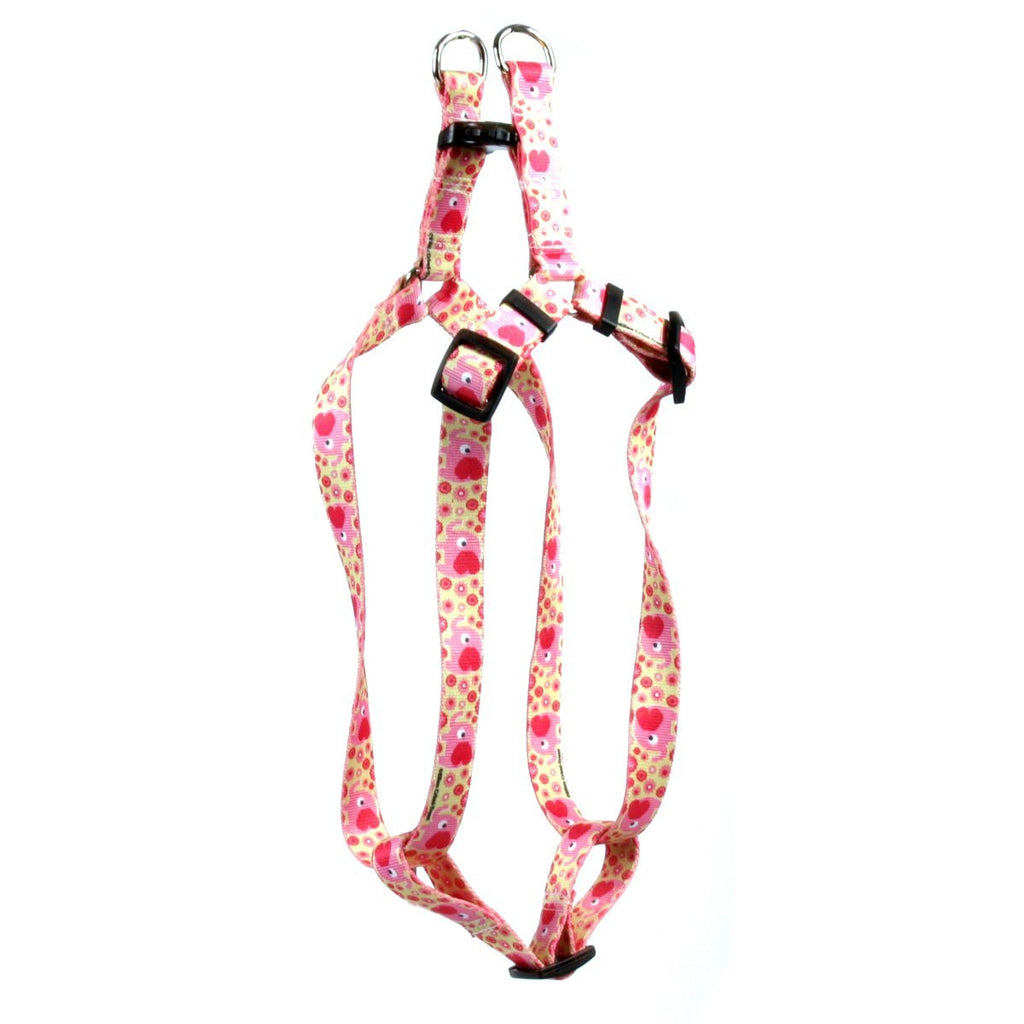 [Australia] - Yellow Dog Design Pink Elephants Step-in Dog Harness- Medium 15" - 25" 