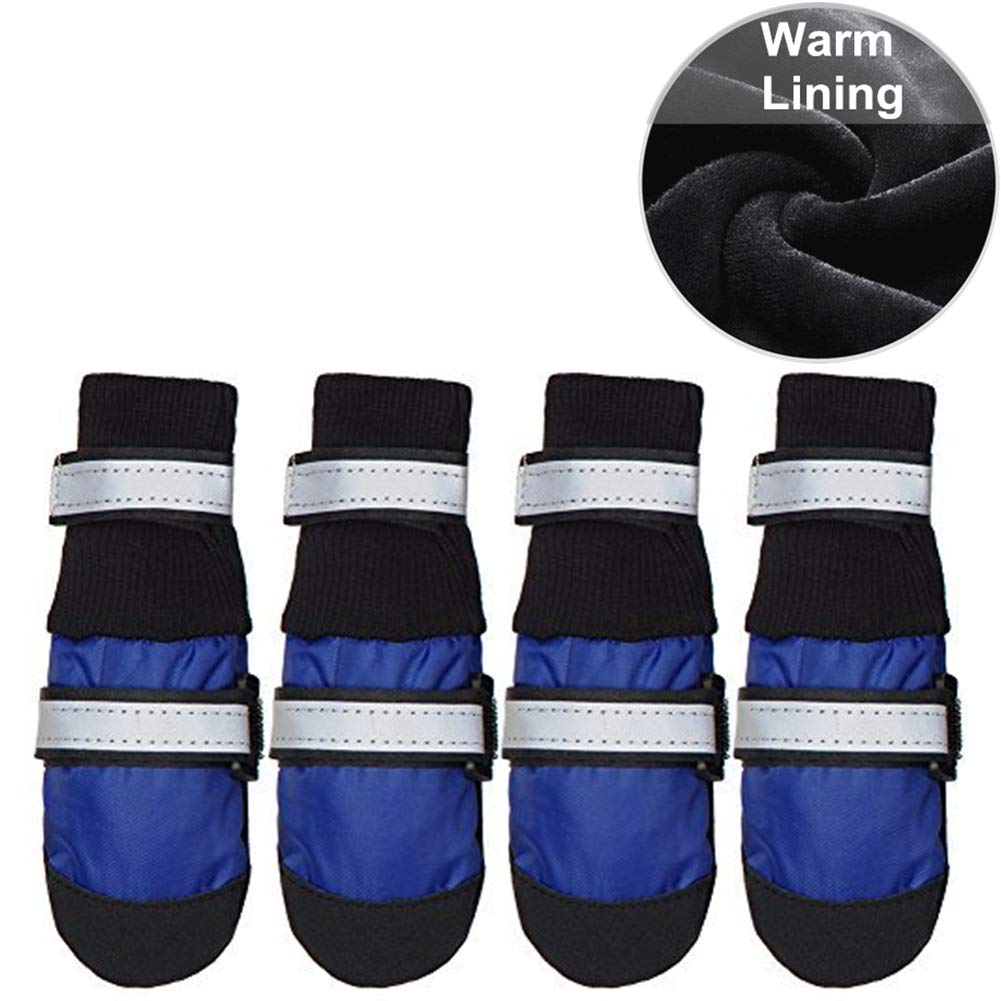 HiPaw Winter Snow Dog Boots Warm Lining Water-Resisitant Paw Protector for Medium Large Dog L (2.75"L x 2.5"W) Blue - PawsPlanet Australia