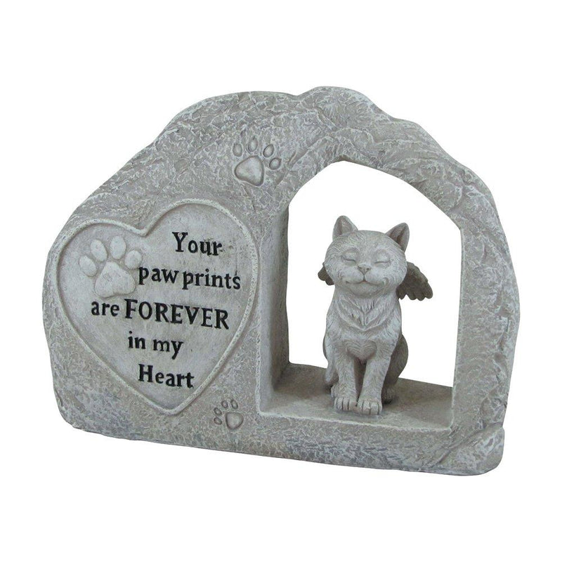 [Australia] - Comfy Hour 7" Height Polyresin Memorial Cat Angel Pet Statue, Handmade Light Gray, Stone Looking, for Your Home Or Garden 