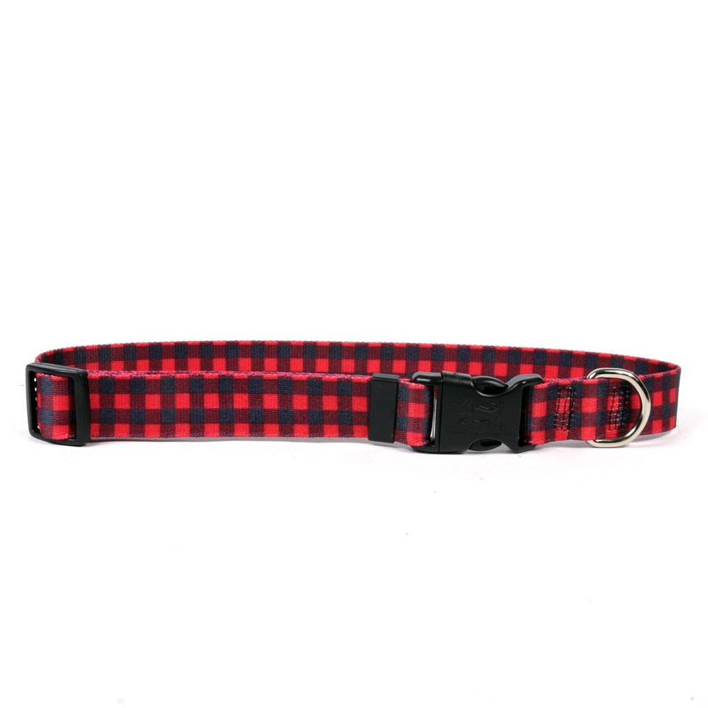 [Australia] - Yellow Dog Design Pet Collar Medium 14" - 20" Buffalo Plaid Red 