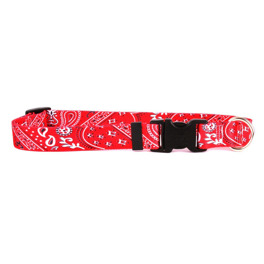 [Australia] - Yellow Dog Design Bandana Red Dog Collar Fits Neck 14 to 20"/4" Wide, Medium 3/4" Wide 