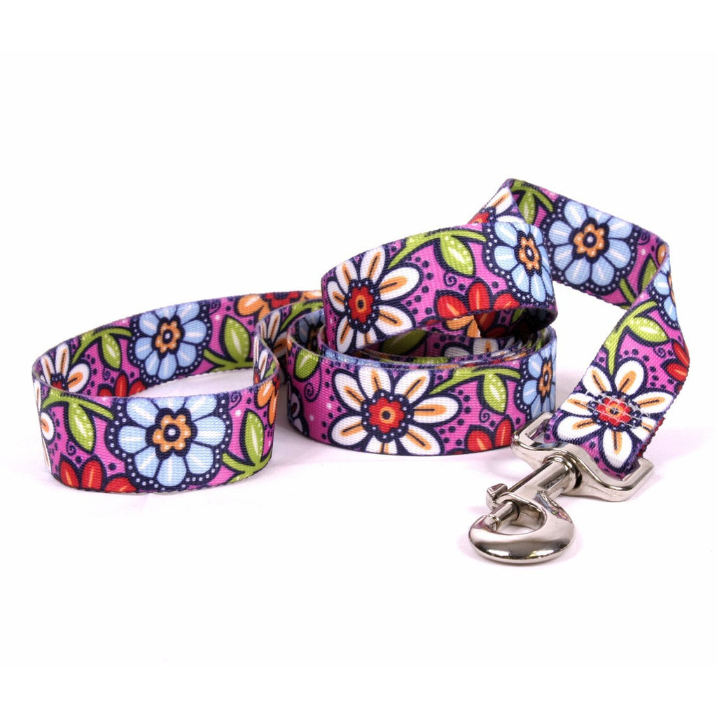 [Australia] - Yellow Dog Design Standard Leash - Floral Collection - Ten Patters in Three Sizes Pink Garden 3/4" x 60" (5 ft.) 