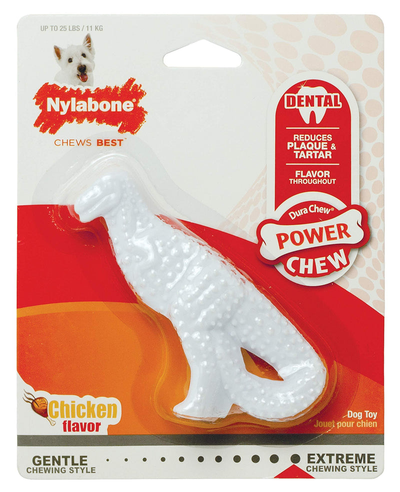 [Australia] - Nylabone Dental Dinosaur Chew Toy Small/Regular - Up to 25 lbs. Chicken Flavor 