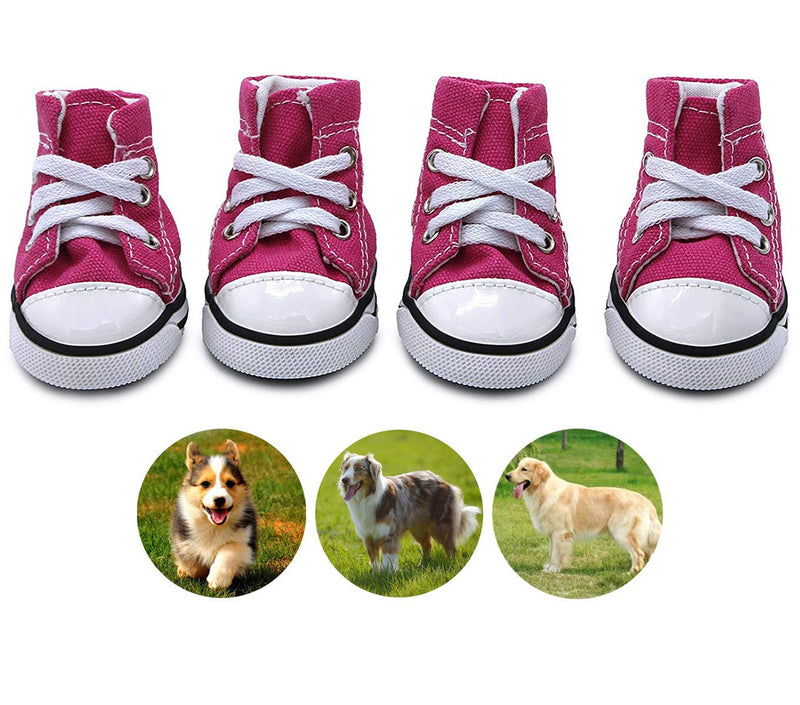 abcGoodefg Pet Dog Puppy Canvas Sport Shoes Sneaker Boots, Outdoor Nonslip Causal Shoes, Rubber Sole+Soft Cotton Inner Fabric #2(1.33*1.73) Pink - PawsPlanet Australia