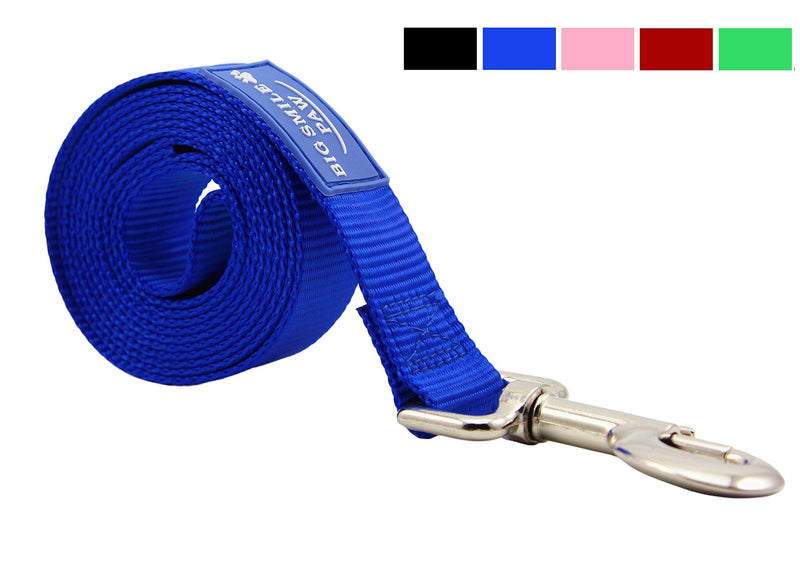 [Australia] - BIG SMILE PAW Dog Leash Nylon Durable Loop Handle,5 Foot Long 1 Inch Wide Blue 