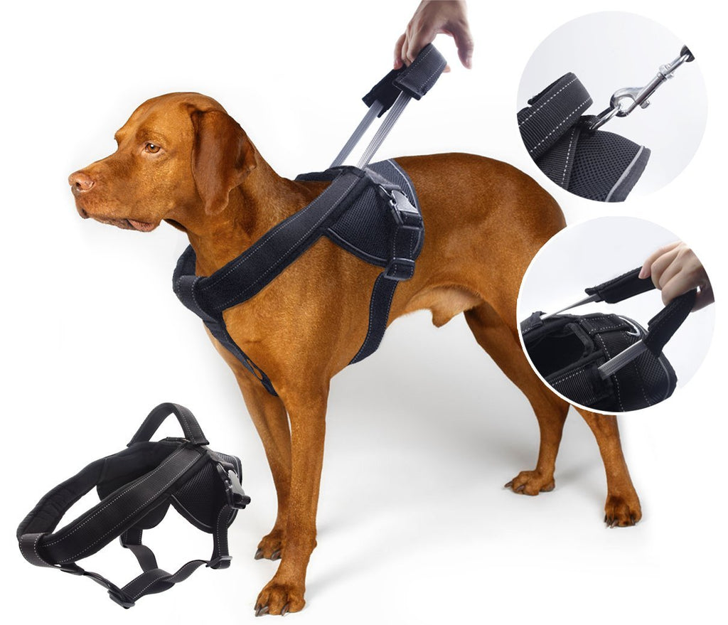 [Australia] - YOGADOG Heavy Duty Dog Harness, Prevent Pulling, Soft Padded with Special Extended Integrated Short Leash Design, Reflective Stitching, for Medium and Large Dogs XL:28''-38'' 