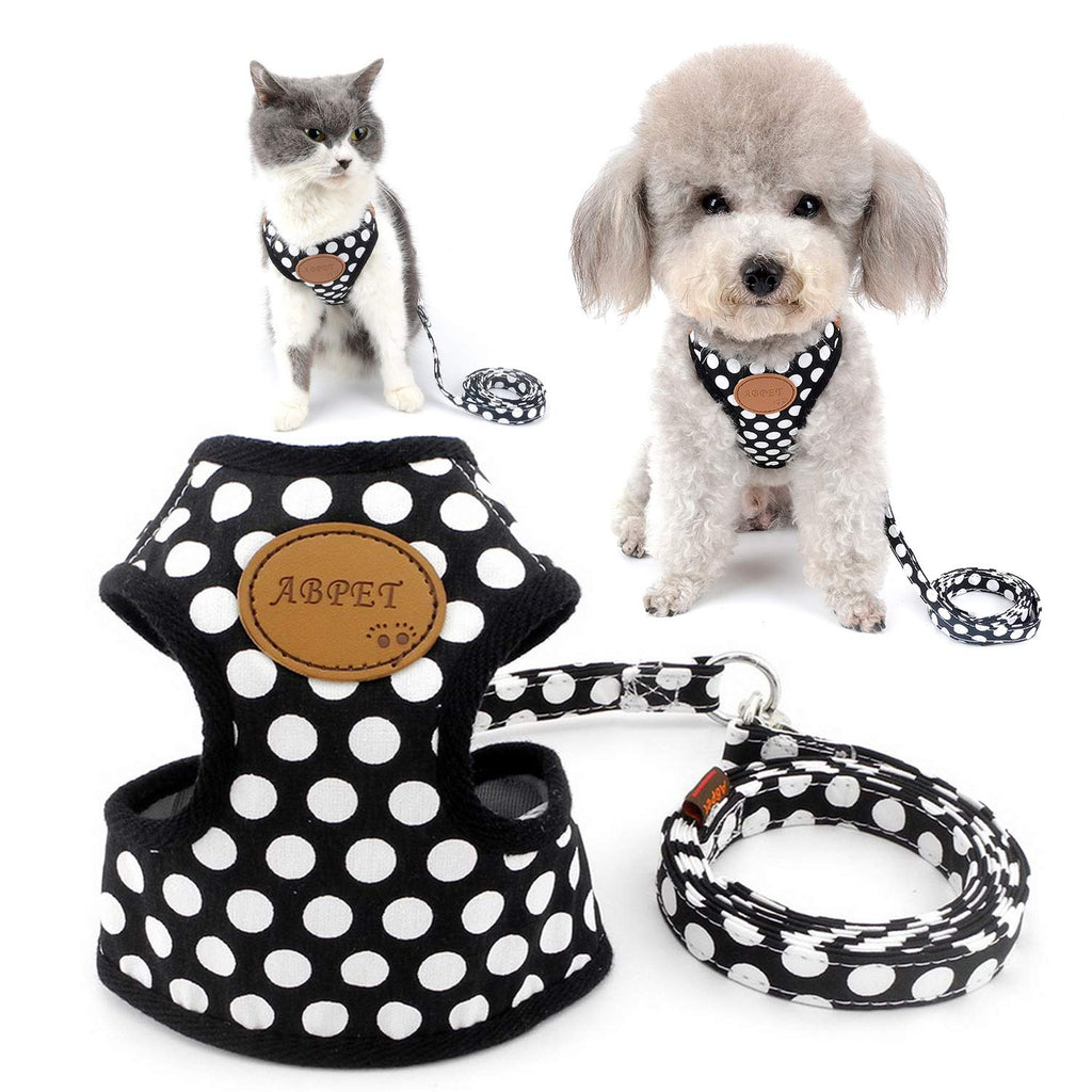 SELMAI Small Dog Harness Vest Leash Set Polka Dot/Camo Mesh Padded No Pull Leads for Puppy Pet Cat S Black - PawsPlanet Australia