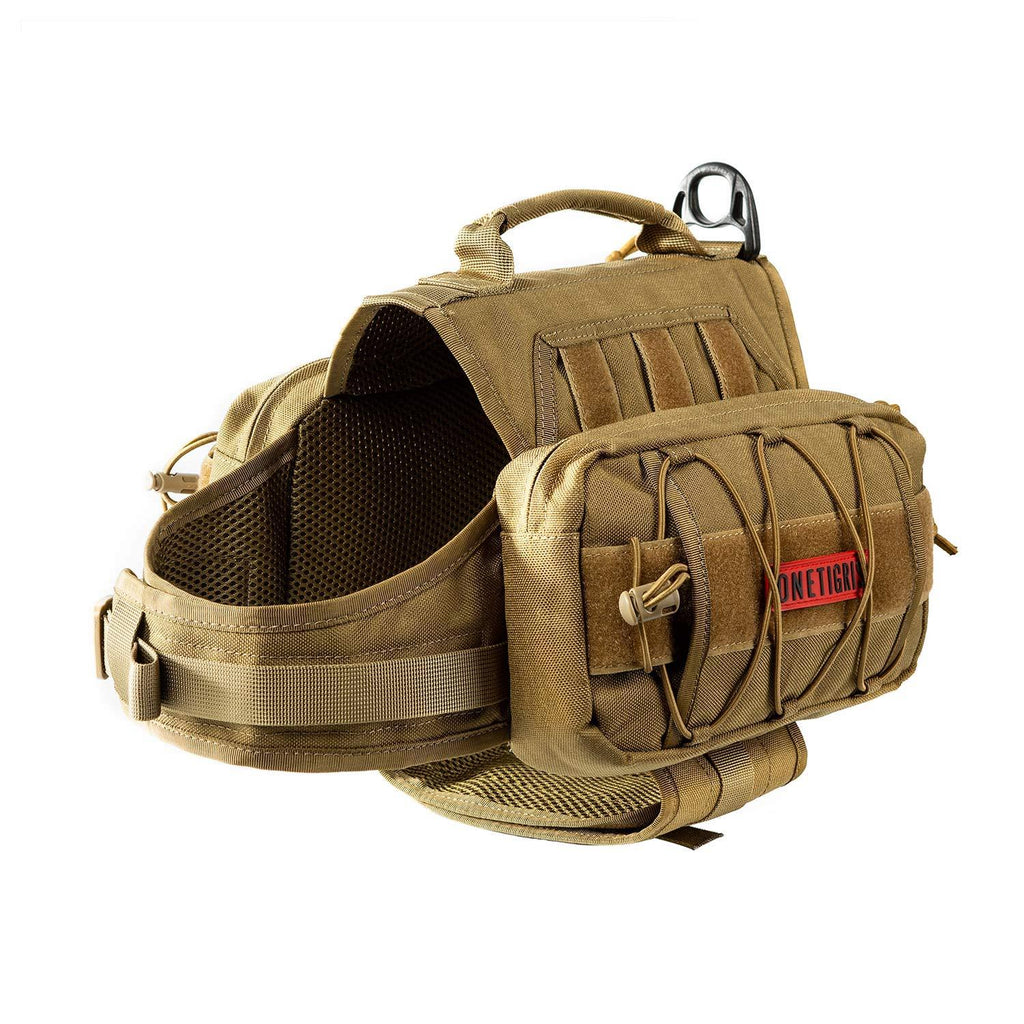 OneTigris Backpack for Dogs to Wear Pet Back Pack with Padded Handle and Leash Attachment Point Coyote Brown, (Neck: 18"-23.5", Chest: 25"-30.5") - PawsPlanet Australia