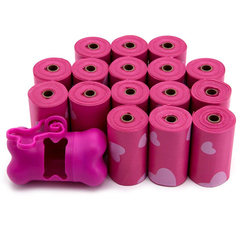 [Australia] - Best Pet Supplies Dog Poop Bags, Rip-Resistant and Doggie Waste Bag Refills With d2w Controlled-Life Plastic Technology 240 Bags Pink Heart 