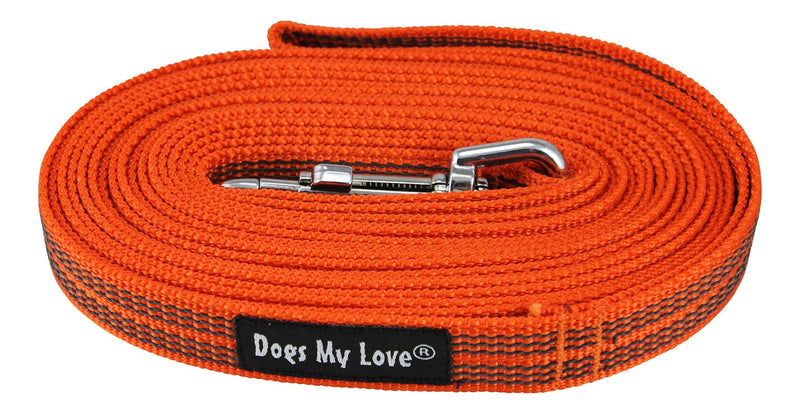 [Australia] - Dogs My Love Comfort Grip Non-Slip Dog Leash 4ft to 30ft Long for Smal and Medium Dogs 5/8-inch Wide 15 Ft Orange 