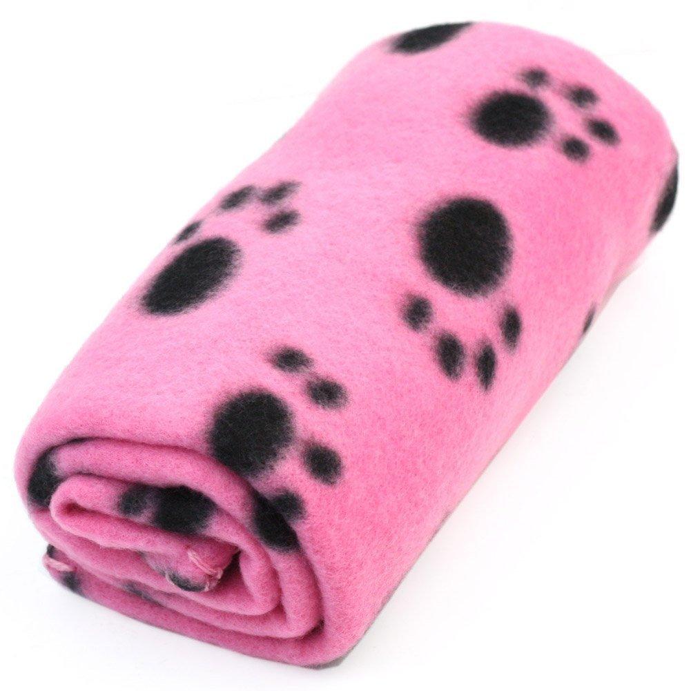 [Australia] - HIGHROCK Pet Dog Cat Puppy Kitten Soft Blanket Doggy Warm Bed Mat Paw Print Cushion Pink 