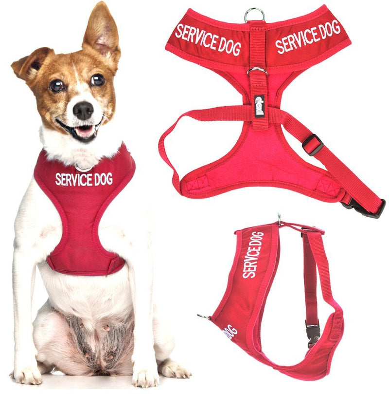 [Australia] - SERVICE DOG (Do Not Disturb/Dog Is Working) Blue Color Coded Non-Pull Front and Back D Ring Padded and Waterproof Vest Dog Harness PREVENTS Accidents By Warning Others Of Your Dog In Advance Small Harness 15-24inch Chest/Girth Red 