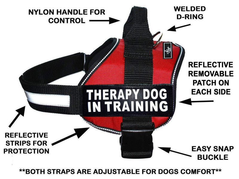 [Australia] - Therapy Dog in Training Nylon Dog Vest Harness. Purchase Comes with 2 Reflective Therapy Dog in Training Removable Patches. Please Measure Your Dog Before Ordering Girth 24-31" Red 