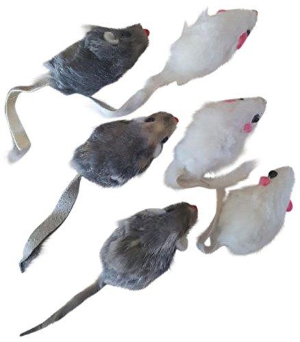 Real Rabbit Fur Mice Cat Toys 6-pack - PawsPlanet Australia