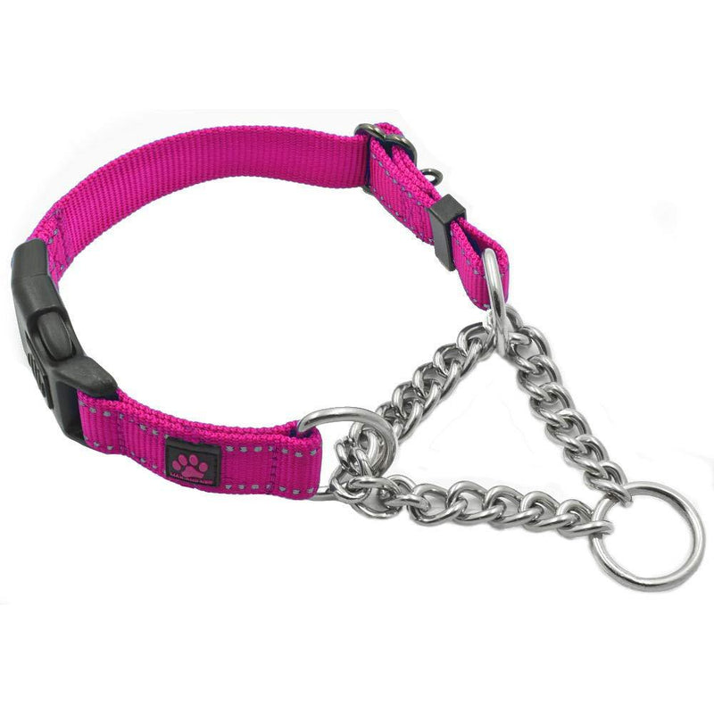 Max and Neo Stainless Steel Chain Martingale Collar - We Donate a Collar to a Dog Rescue for Every Collar Sold Small PINK - PawsPlanet Australia