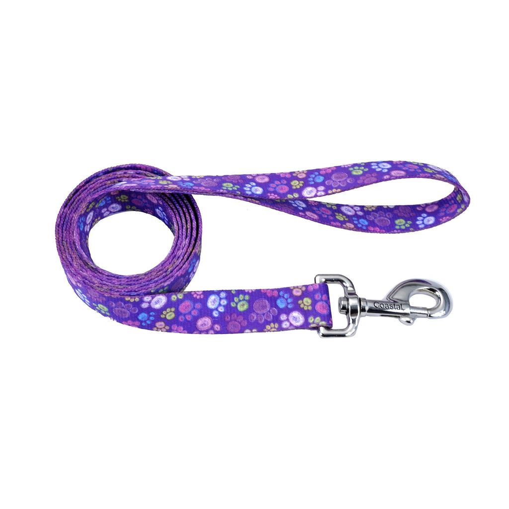 [Australia] - Coastal Pet Products Paws Dog Leash 3/8" x 6' Purple 