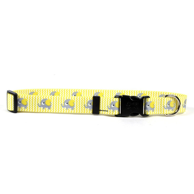 [Australia] - Yellow Elephant Designer Dog Collar Medium - 3/4 inch wide and fits neck sizes 14 to 20 inches/4" wide 