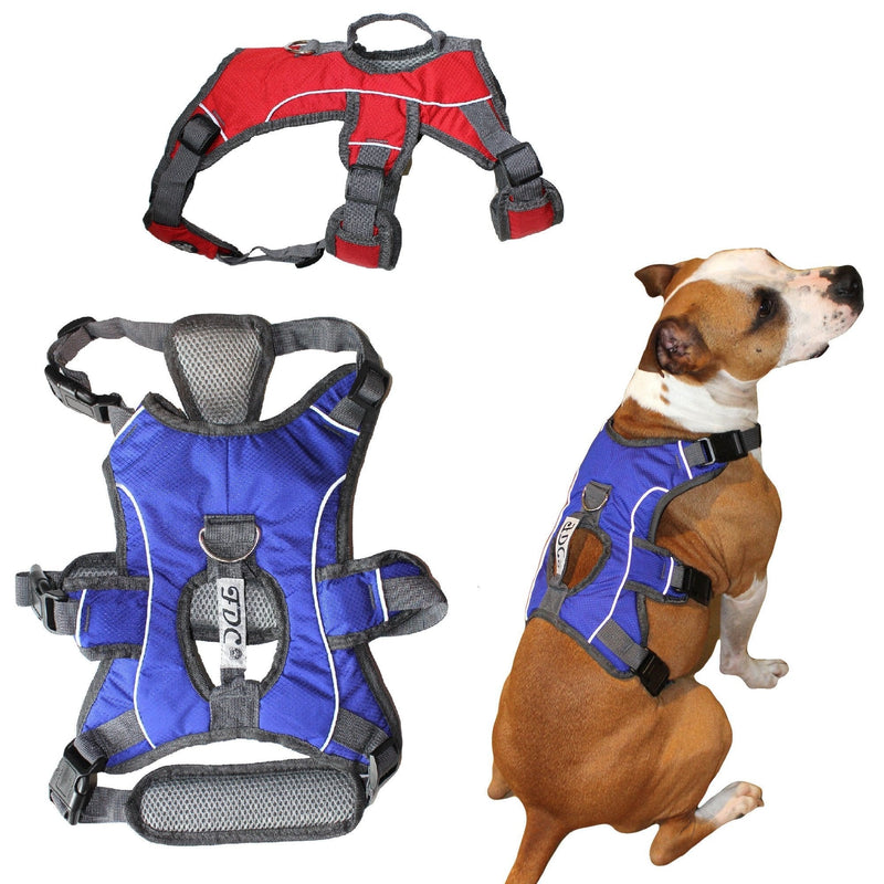 [Australia] - FDC Heavy Duty Durable No-Pull Comfortable Walking Working Dog Harness Vest with Handle and Reflective Stripes Padded Adjustable for Medium and Large Dogs Sizes: M, L, XL M: CHEST 20" - 26" Blue 