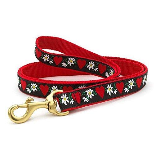 [Australia] - Up Country Hearts & Flowers Dog Leash 6 Ft Wide Red 