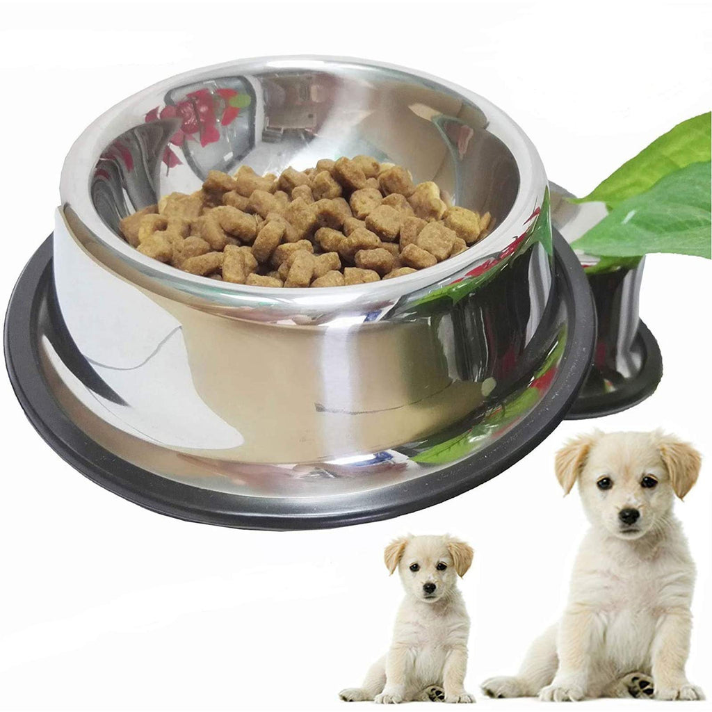 Whippy Stainless Steel Dog Bowl for Small,Medium and Large Pets Set of 2 A-Silver - PawsPlanet Australia