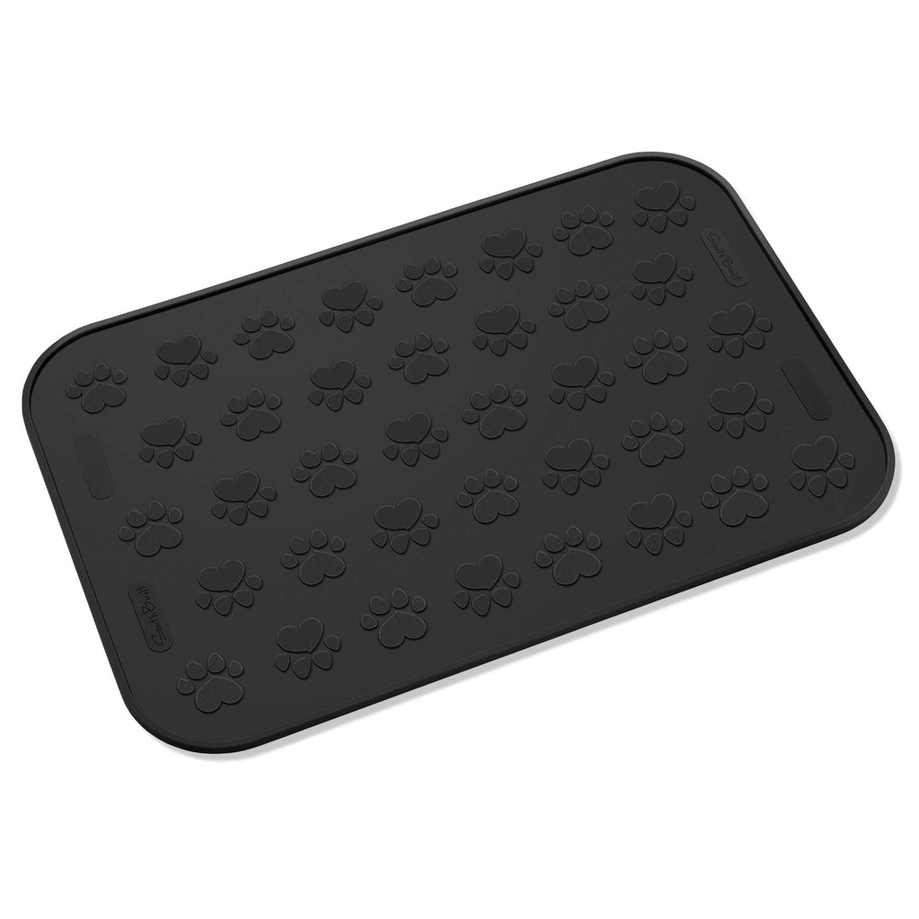 SmithBuilt 24" x 16" Large Dog Food Mat - Waterproof Non-Slip Silicone Cat Pet Bowl Feeding Placemat Black - PawsPlanet Australia