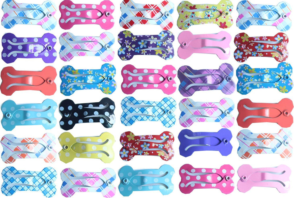 yagopet 20pcs/Pack Puppy Cat Dog Hair Bows with Clips 1" Min Bone Clips Mixed Colors Dog Topknot Bows Dog Grooming Bows Pet Supplies Dog Bows Dog Hair Accessories - PawsPlanet Australia