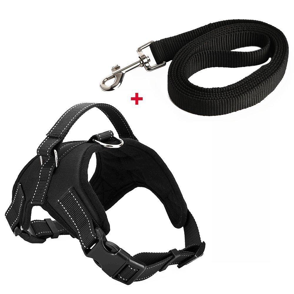 [Australia] - kiwitatá Adjustable No-Pull Dog Harness Handle, Heavy Duty Oxford Reflective Safety Pet Vest Harnesses Dogs Outdoor Walking Traveling Training Small Black 