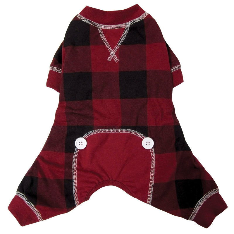 [Australia] - FouFou Dog 62661 Buffalo Plaid Pajamas for Dogs, X-Small, Red 